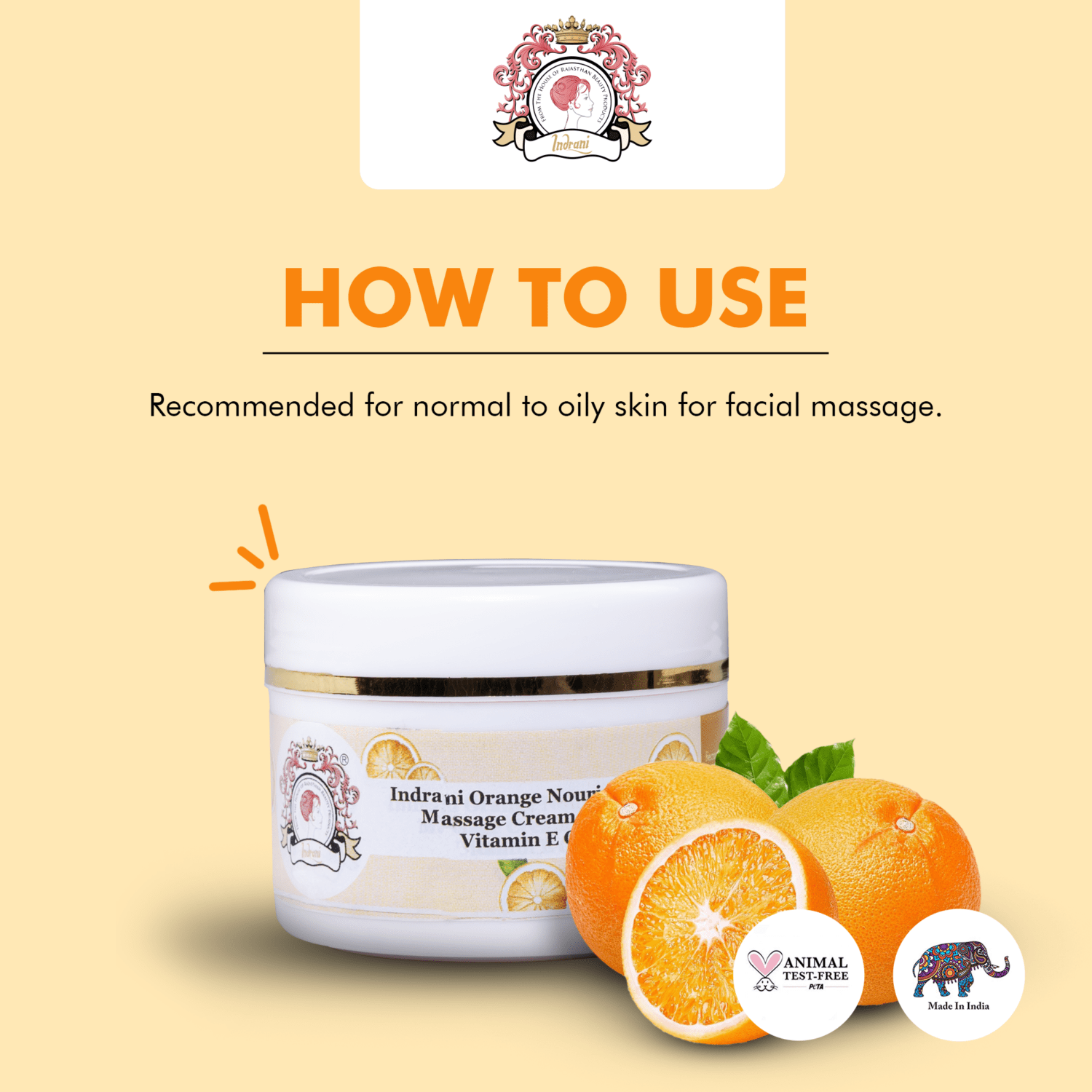 Indrani Orange Nourishing Massage Cream with Vitamin E Oil_01