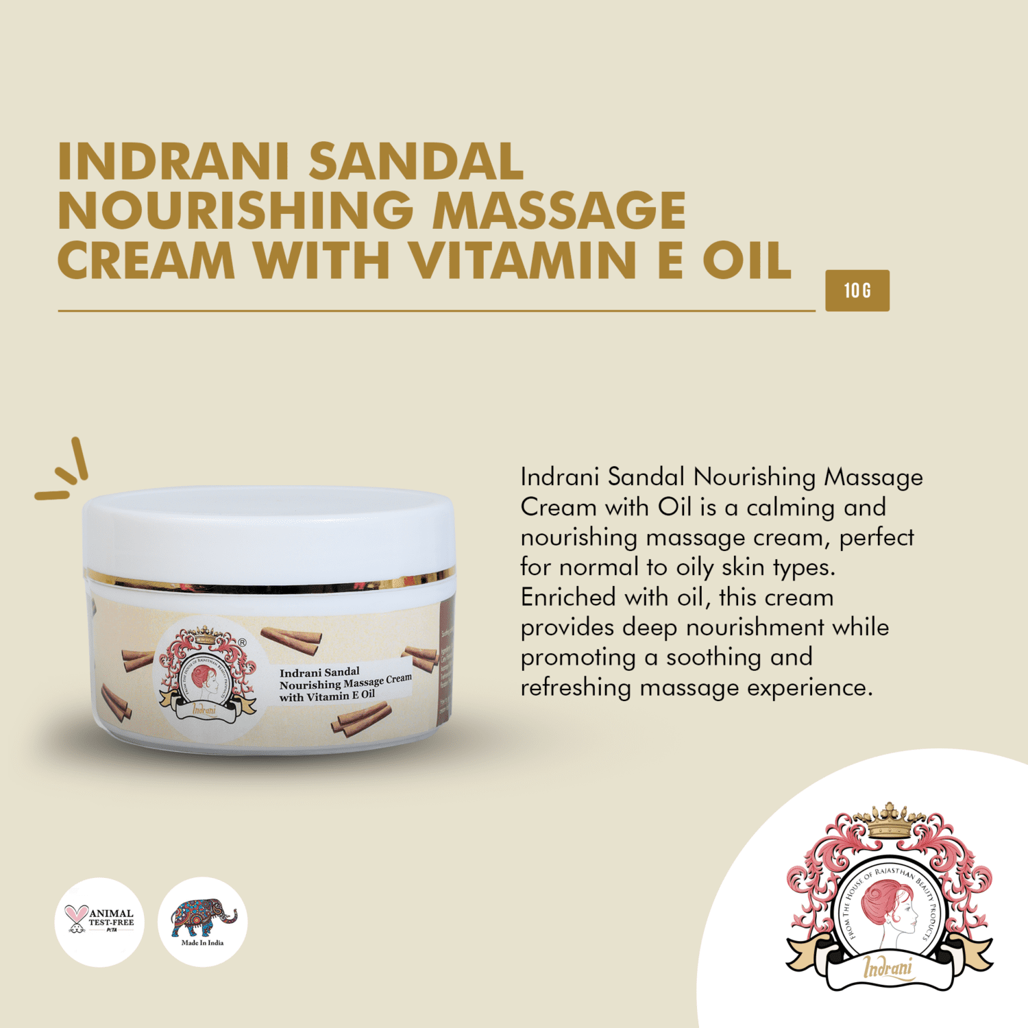 Indrani Sandal Nourishing Massage Cream_10 g_00