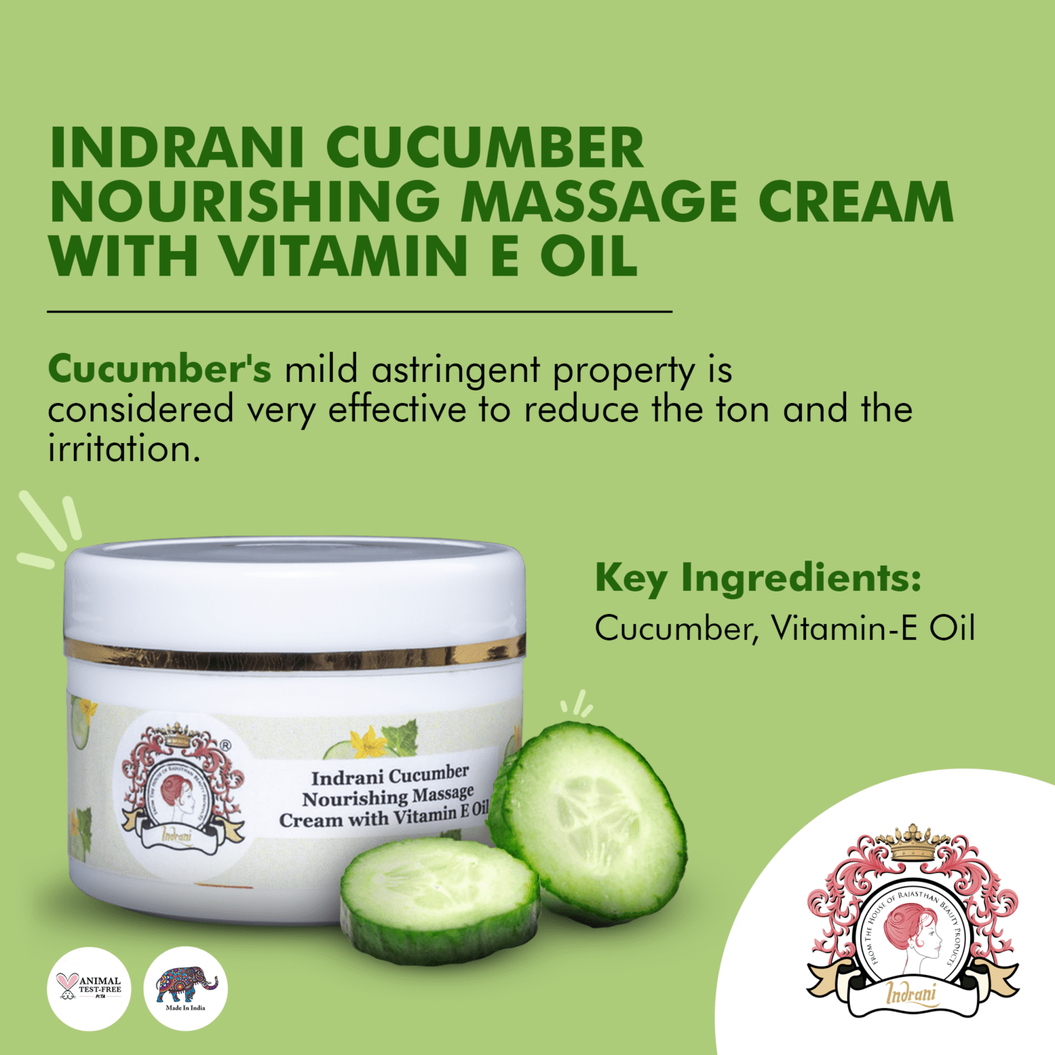 indrani cucumber Nourishing Massage Cream with vitamin e oil_00