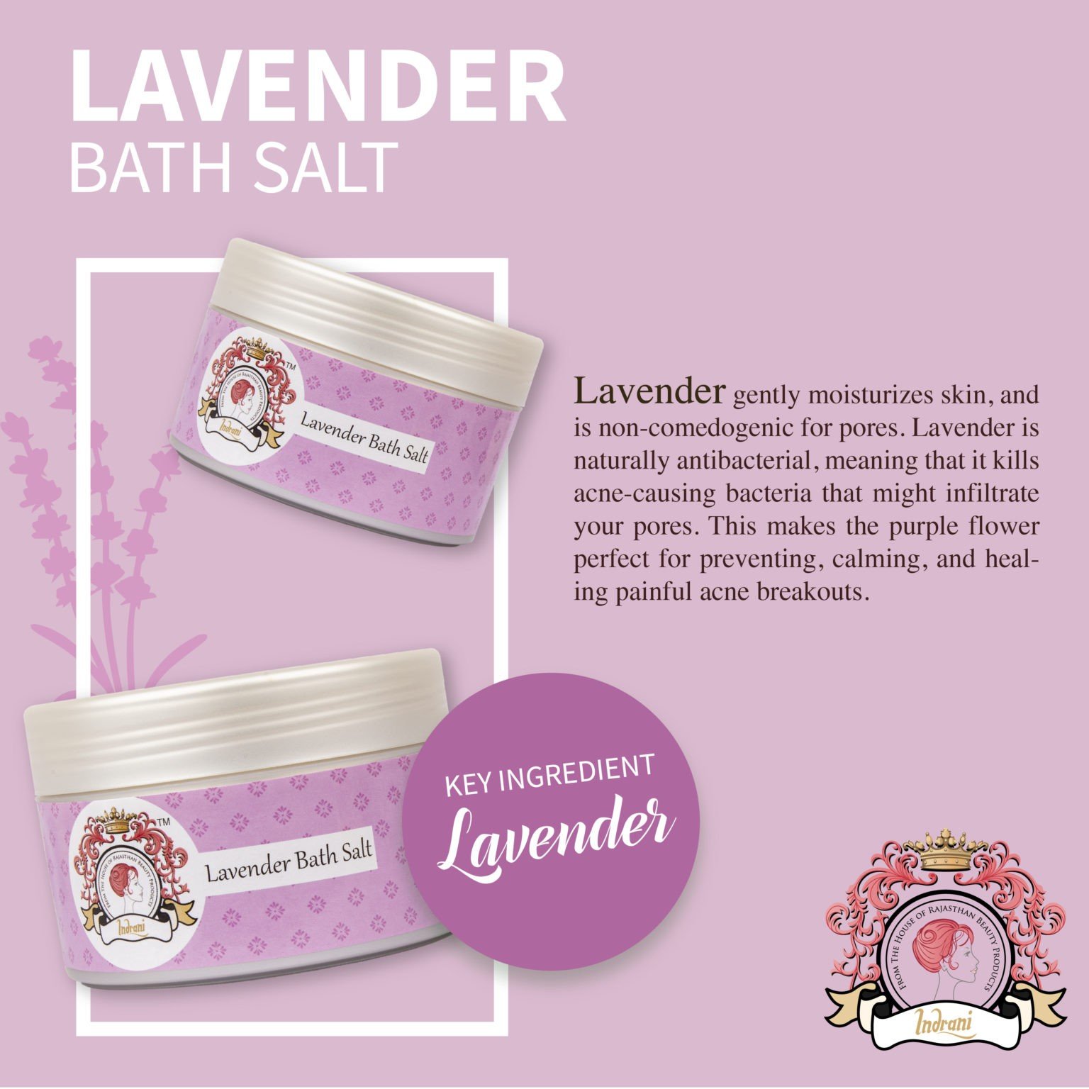 Indrani Lavender Bath Salts Indrani Cosmetics
